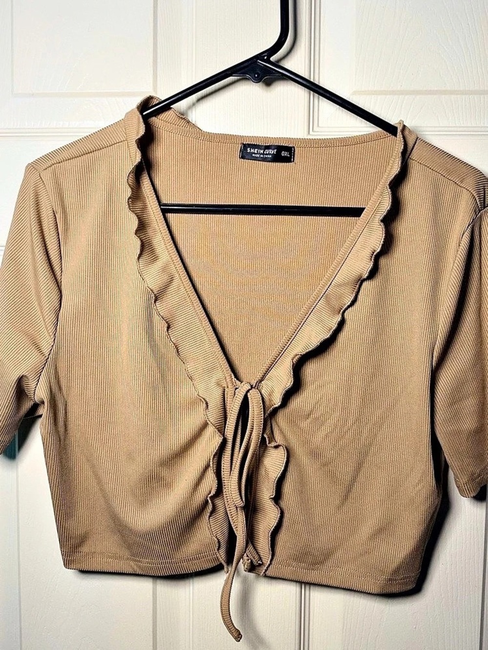 SHEIN Ruffle Crop Top & Mini Skirt Set in Brown Size 0XL